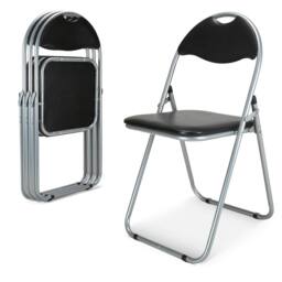 Bravich LTD Candy Faux Leather Folding Chair Padded Foldable Dining Chair in Black - Size: 6 Pack - thumbnail 1