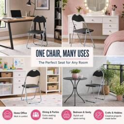Bravich LTD Candy Faux Leather Folding Chair Padded Foldable Dining Chair in Black - Size: 6 Pack - thumbnail 7