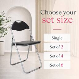 Bravich LTD Candy Faux Leather Folding Chair Padded Foldable Dining Chair in Black - Size: 6 Pack - thumbnail 9
