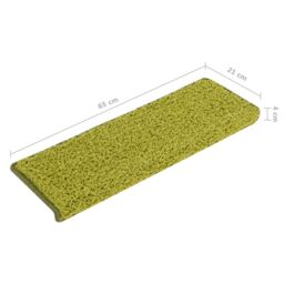 Berkfield Home Carpet Stair Treads 15 pcs 65x21x4 cm Green - Size: Medium - thumbnail 6