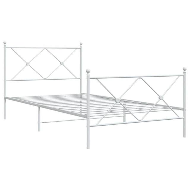 Berkfield Home Metal Bed Frame without Mattress with Footboard White 100x190cm - Size: 100x190 cm - image 1