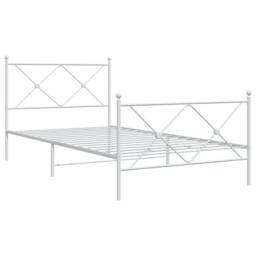 Berkfield Home Metal Bed Frame without Mattress with Footboard White 100x190cm - Size: 100x190 cm - thumbnail 1