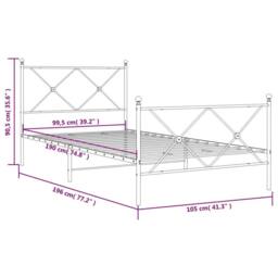 Berkfield Home Metal Bed Frame without Mattress with Footboard White 100x190cm - Size: 100x190 cm - thumbnail 8