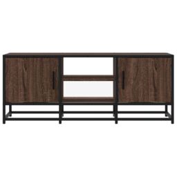 Berkfield Home TV Cabinet Brown Oak 100x35x41 cm Engineered Wood & Metal - Size: 100 x 35 x 41 cm - thumbnail 4