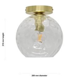 First Choice Lighting Set of 2 Barnum - Clear Dimple Glass Globe Satin Brass Ceiling Lights - thumbnail 6