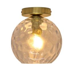 First Choice Lighting Set of 2 Barnum - Clear Dimple Glass Globe Satin Brass Ceiling Lights - thumbnail 3