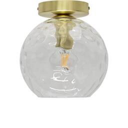First Choice Lighting Set of 2 Barnum - Clear Dimple Glass Globe Satin Brass Ceiling Lights - thumbnail 2