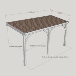 Rutland County Garden Furniture Ltd Felt Shingle Roof Car Port 3 Post, Wood - L200 x W722 cm - Light Green - thumbnail 5