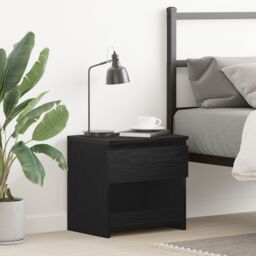Berkfield Home Black Oak Nightstand 40x30x39 cm Made from Engineered Wood - Size: 40 x 30 x 39 cm