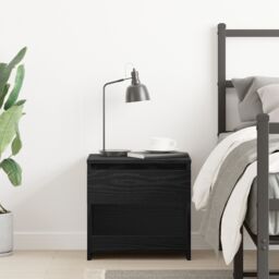 Berkfield Home Black Oak Nightstand 40x30x39 cm Made from Engineered Wood - Size: 40 x 30 x 39 cm - thumbnail 4