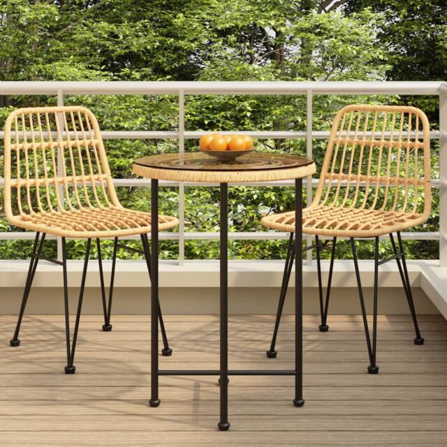 Berkfield Home Dining Table Ã˜55 cm Tempered Glass & Steel in Brown - image 1