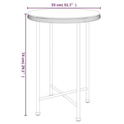 Berkfield Home Dining Table Ã˜55 cm Tempered Glass & Steel in Brown - thumbnail 6
