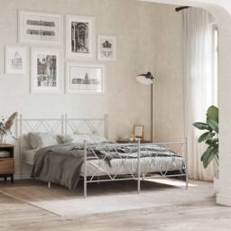 Berkfield Home Metal Bed Frame without Mattress with Footboard White 137x190cm - Size: 137x190 cm - thumbnail 2