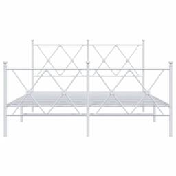 Berkfield Home Metal Bed Frame without Mattress with Footboard White 137x190cm - Size: 137x190 cm - thumbnail 4