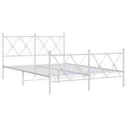 Berkfield Home Metal Bed Frame without Mattress with Footboard White 137x190cm - Size: 137x190 cm - thumbnail 3