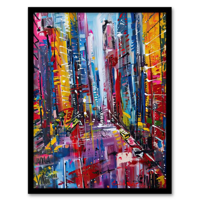 "Artery8 Abstract Chicago Street Colourful Cityscape Framed Art Print - Size: W12"" x H16""" - image 1