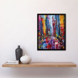 "Artery8 Abstract Chicago Street Colourful Cityscape Framed Art Print - Size: W12"" x H16""" - thumbnail 4