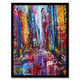 "Artery8 Abstract Chicago Street Colourful Cityscape Framed Art Print - Size: W12"" x H16""" - thumbnail 1