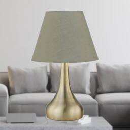 First Choice Lighting Romana - Antique Brass Touch Table Lamp with Sage Green Shade in Bronze - thumbnail 2