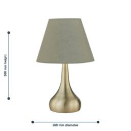 First Choice Lighting Romana - Antique Brass Touch Table Lamp with Sage Green Shade in Bronze - thumbnail 4