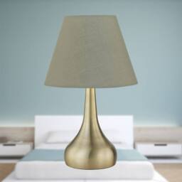 First Choice Lighting Romana - Antique Brass Touch Table Lamp with Sage Green Shade in Bronze - thumbnail 3