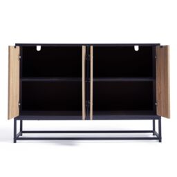 VonHaus Dalton Chevron Wood Effect 4 Door Living Room Sideboard in Black - thumbnail 7