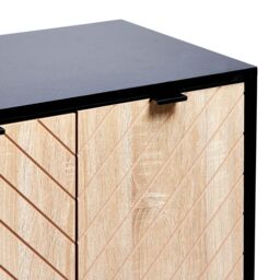 VonHaus Dalton Chevron Wood Effect 4 Door Living Room Sideboard in Black - thumbnail 5