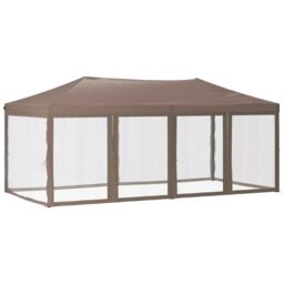 Berkfield Home Folding Party Tent with Sidewalls Taupe 3x6 m in Beige - thumbnail 2