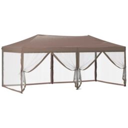 Berkfield Home Folding Party Tent with Sidewalls Taupe 3x6 m in Beige - thumbnail 6