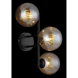 Netlighting Conor Globe Wall Lights Matt Black Balls Amber Glass Shade 3x G9 - thumbnail 4