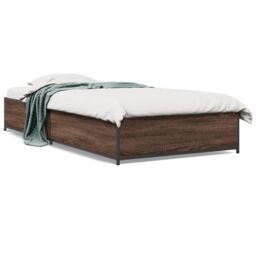 Berkfield Home Bed Frame without Mattress Brown Oak 75x190 cm Small Single - thumbnail 2