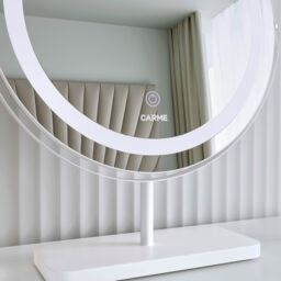 CARME HOME Olivia White Dressing Table with Stool Set with Touch Sensor LED Mirror - thumbnail 4