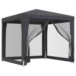 Berkfield Home Party Tent with 4 Mesh Sidewalls Anthracite 2.5x2.5 m HDPE in Black - thumbnail 3