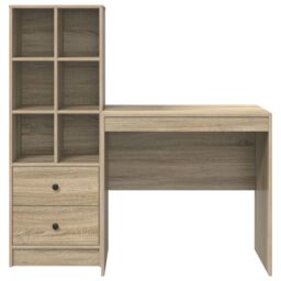 Berkfield Home Desk with Storage Sonoma Oak Engineered Wood in Red - thumbnail 7