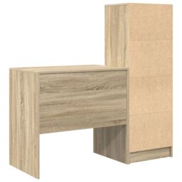 Berkfield Home Desk with Storage Sonoma Oak Engineered Wood in Red - thumbnail 8