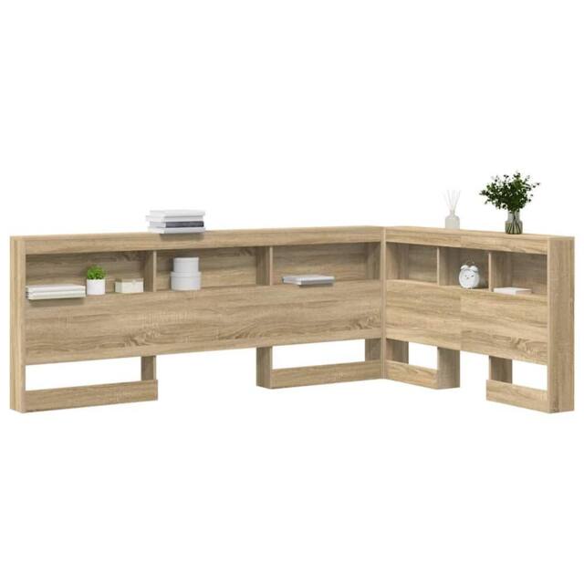 Berkfield Home Storage Headboard with Shelf Sonoma oak 120 cm Engineered wood in Light Oak - image 1