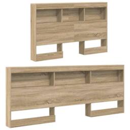 Berkfield Home Storage Headboard with Shelf Sonoma oak 120 cm Engineered wood in Light Oak - thumbnail 5