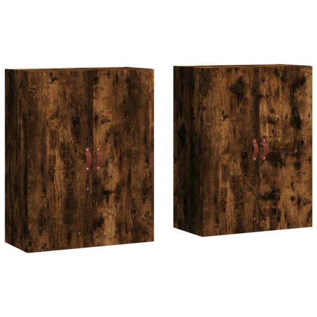 Berkfield Home Wall Mounted Cabinets 2 pcs Smoked Oak 69.5x34x90 cm in Brown - image 1