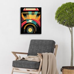 "Artery8 Wall Art Print Retro Record Player DJ Decks Turntable Abstract Art Framed in Black - Size: W12"" x H16""" - thumbnail 2