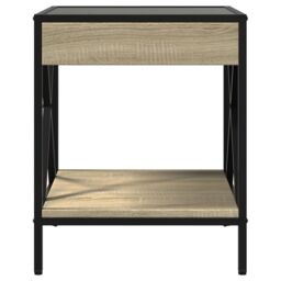 Berkfield Home Bedside Table with Infinity LED Sonoma Oak 40x40x49 cm in Brown - Size: 40 x 40 x 49 cm - thumbnail 6