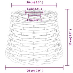 Berkfield Home Ceiling Lamp Shade Brown √ò20x15 cm Wicker - Size: 20x15 cm - thumbnail 6