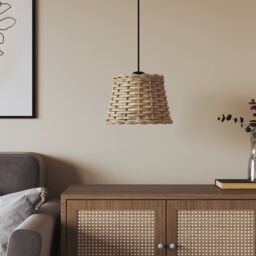 Berkfield Home Ceiling Lamp Shade Brown √ò20x15 cm Wicker - Size: 20x15 cm