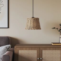 Berkfield Home Ceiling Lamp Shade Brown √ò20x15 cm Wicker - Size: 20x15 cm - thumbnail 3