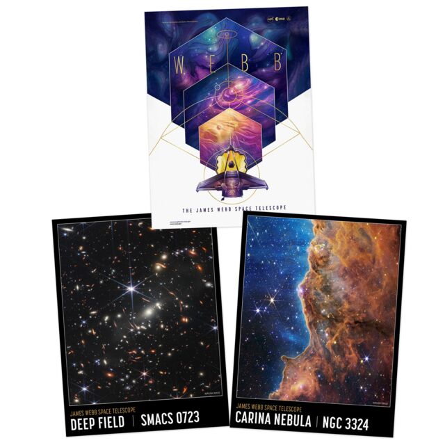 Artery8 Wall Art Print Pack of 3 NASA James Webb Deep Field Carina Nebula Cosmic Cliffs Pack of 3 Large Poster Set - image 1