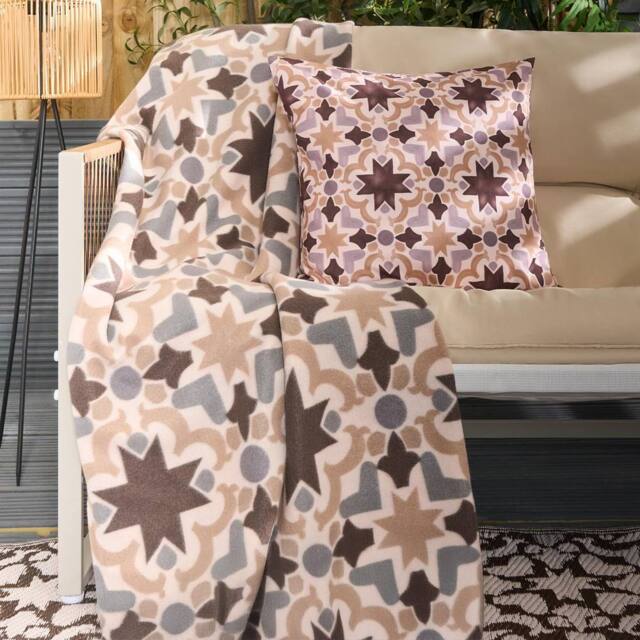OHS Tiles Print Polar Fleece Throw Blanket Lightweight Bedspread - Size: 120 cm x 150 cm - image 1