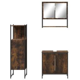 Berkfield Home Durable 3 Piece Bathroom Furniture Set Smoked Oak Engineered Wood in Brown - thumbnail 6