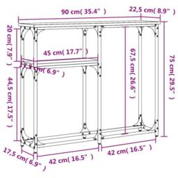 Berkfield Home Console Table Smoked Oak 90x22.5x75 cm Engineered Wood in Brown - thumbnail 9