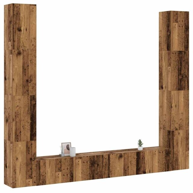 Berkfield Home Wall Mounted TV cabinets 6 pcs Old Wood Engineered Wood in Brown - image 1