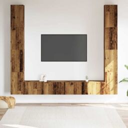 Berkfield Home Wall Mounted TV cabinets 6 pcs Old Wood Engineered Wood in Brown - thumbnail 3