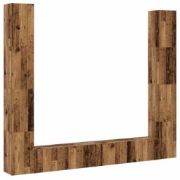 Berkfield Home Wall Mounted TV cabinets 6 pcs Old Wood Engineered Wood in Brown - thumbnail 2